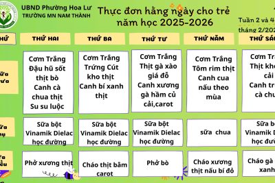 Thực đơn cho trẻ tuần 2+4 tháng 2/2026